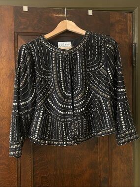 Velvet by Graham & Spencer Black Embellished Long-Sleeve Blazer